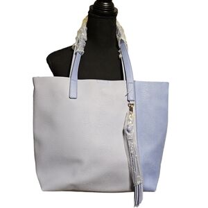 Large 2 tone Blue Faux Leather Tote, Shoulder Bag NWOT